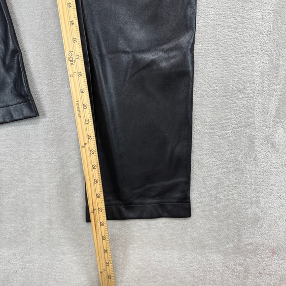 7 For All Mankind Pants Women's Medium Black Faux Leather High Waisted Straight - Picture 9 of 13